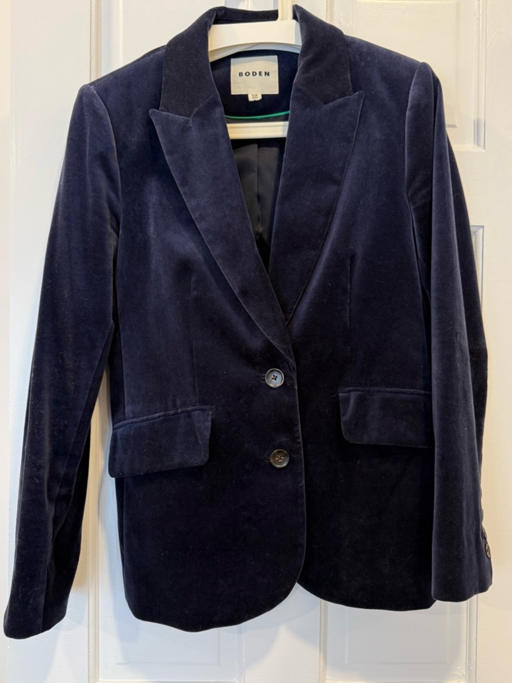 Boden The Marylebone Velvet Blazer in Navy Blue - size 8 / Medium